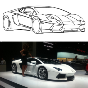 Lamborghini Aventador em perspectiva.