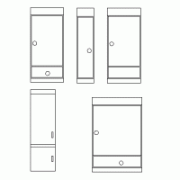 Blocks with 24 types of furniture for kitchens.