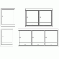 Blocks with 12 types of furniture for kitchens.