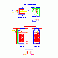 Bloco com detalhamento de filtro anaeróbio.