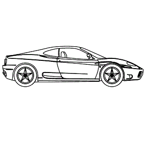 Bloco com carro esporte em vista lateral.
