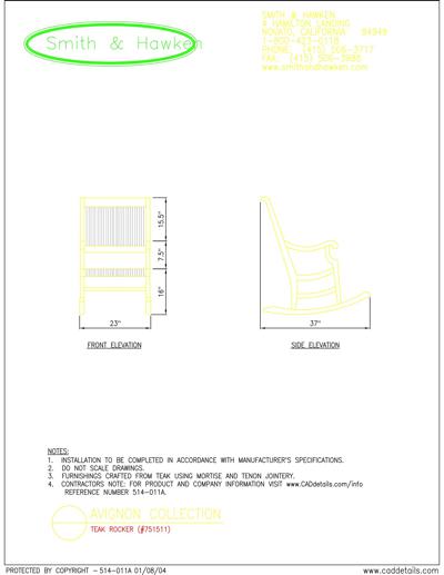 Cadeira de balan&ccedil;o de madeira para deck e p&aacute;tio da Smith and Hawken.