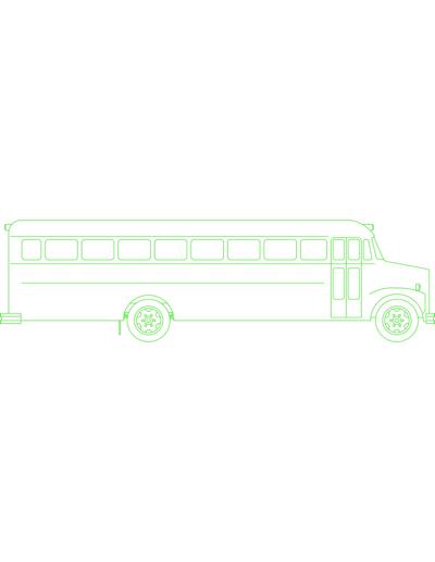 Biblioteca com 9 blocos de ônibus em vista frontal, lateral e superior.