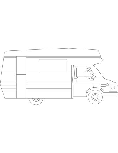 Bloco com motor home em vista lateral.