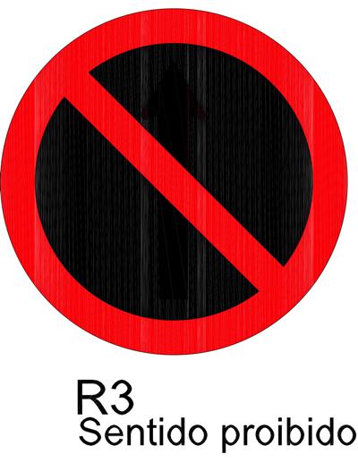 Sinaliza&ccedil;&atilde;o de regulamenta&ccedil;&atilde;o R3 - Sentido Proibido.