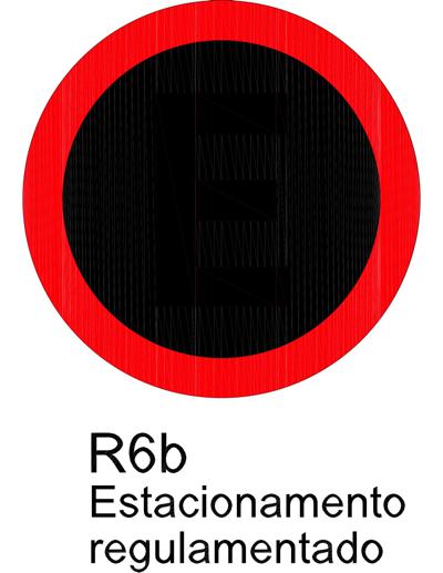 Sinaliza&ccedil;&atilde;o de regulamenta&ccedil;&atilde;o R6b - Estacionamento Regulamentado.