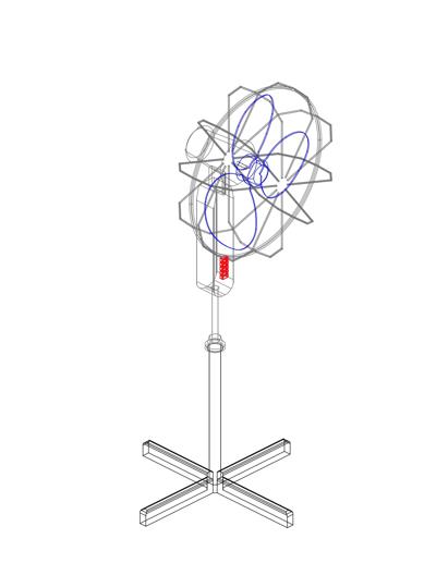 Ventilador alto com p&eacute; de apoio.