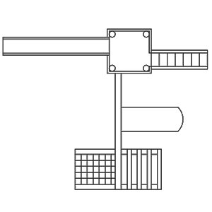 Escorregador com cabana, trepa-trepa e balan&ccedil;o para playground, em planta.