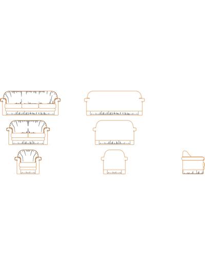 Conjunto de sofás DWG ✓ Faça o download do modelo de blocos do AutoCAD.