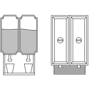 M&aacute;quina para sucos e m&aacute;quina para refrigerantes.