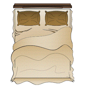 Cama de casal com coberta.