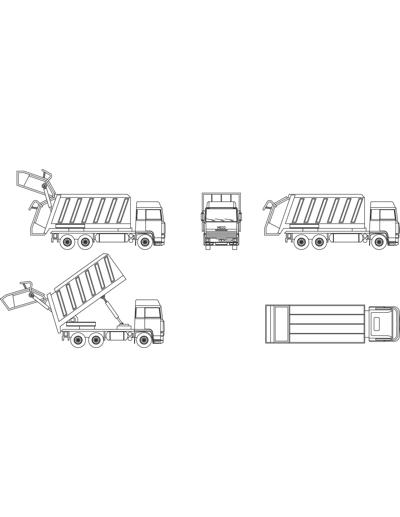 Truck for garbage collection in plan and views.