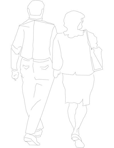 Casal de costas caminhando.