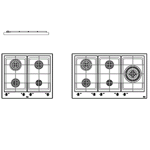 Cooktops da Teka em planta e vista lateral.