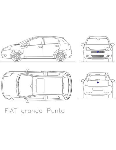 Fiat Punto em planta e vistas.