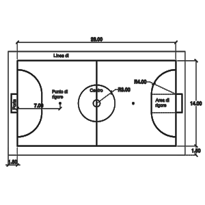 Quadra de futebol de salão com cotas.