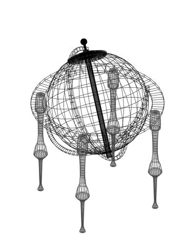 Globo terrestre em suporte.
