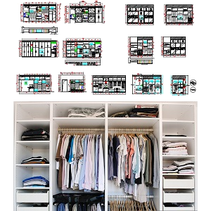 Wardrobe / wardrobe in view and plan view