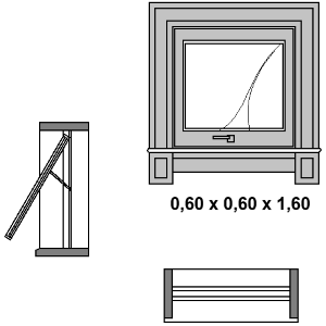 Window to maximize 0.60 x 0.60 x 1.60 m.