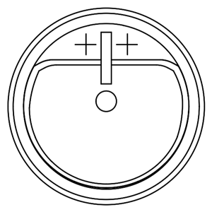 Bloco com lavatório circular em planta.