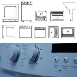 Blocos com equipamentos para lavanderia