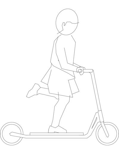 Menina andando de patinete.