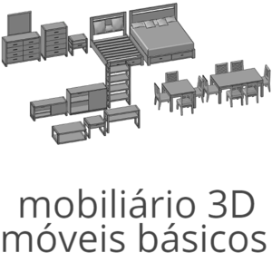 Móveis básicos em 3D.
