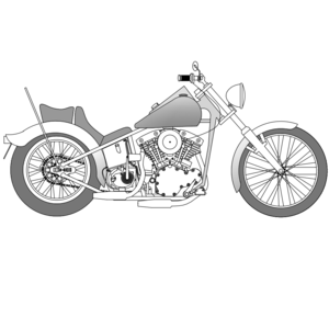 Moto custom em vista lateral.