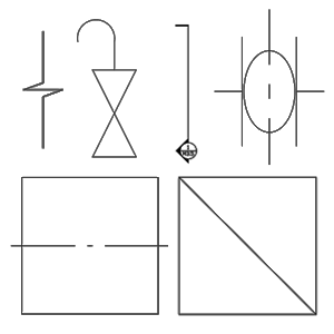 Block library with symbols for creating flow diagrams, 2.