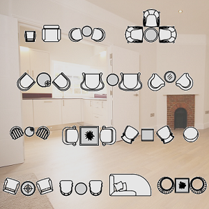 Sofás e poltronas para estar / living e salas de espera, em planta., -  Detalhes do Bloco DWG