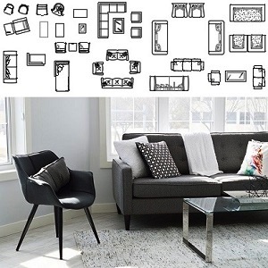 Poltronas, cadeiras, sofás e mesas para decoração de ambientes de salas de estar.