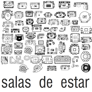 Sofás e poltronas para estar / living e salas de espera, em planta., -  Detalhes do Bloco DWG