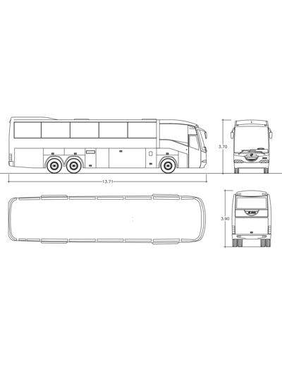 Ônibus Pullman em planta e vistas, 1.