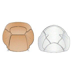 Sof&aacute; de couro e puff para sala de estar, lounge e sala de som.