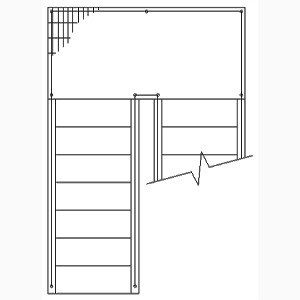 Escadas em planta baixa e vista.