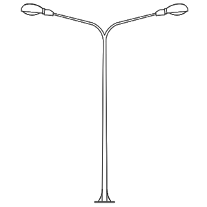 Poste de iluminação pública com 2 braços e 2 pétalas.
