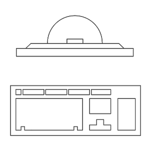 Teclado e monitor LCD para computador, em planta.