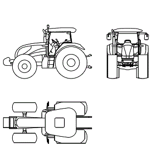 Desenho do trator agrícola da vista lateral