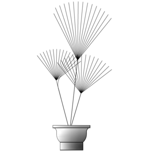 Vegetação com vaso em vista.