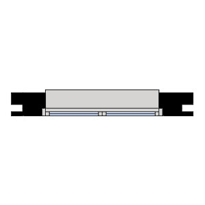 Corte horizontal de janela de 1,60 m de 2 folhas de abrir